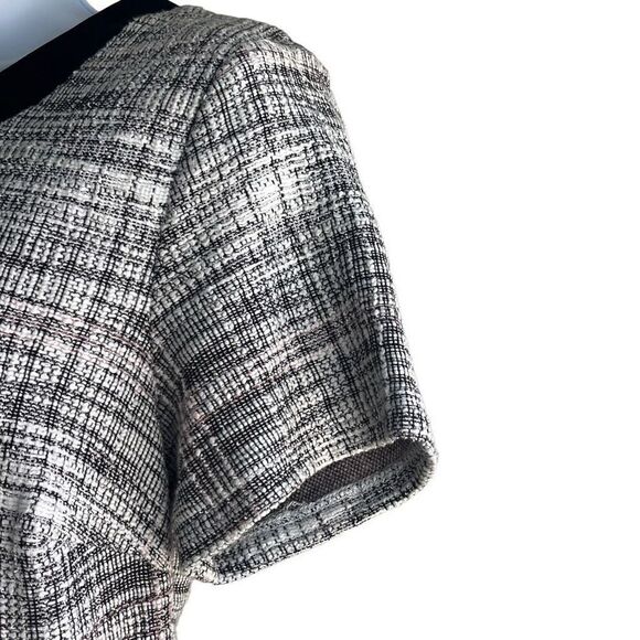 Shelby & Palmer Size 12 Black White Tweed A-Line Dress Short Sleeve Buttons Zip - Picture 4 of 14